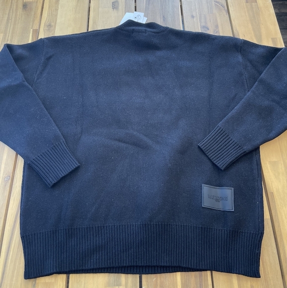 Nwt We11done Men's Thick 100% Cotton Black Sweater with White Graphic Size Small - Picture 2 of 7